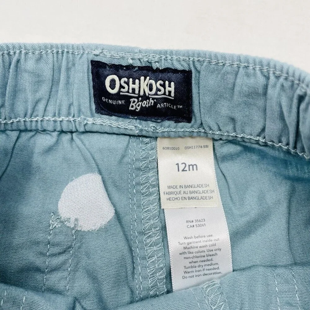 OshKosh B'gosh Toddler Boys 12M Solid Woven Pull-On Shorts in‎ Teal Blue 2533